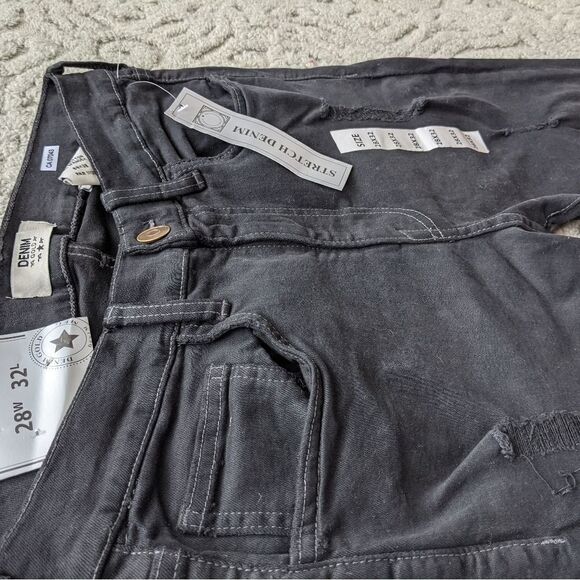 NWT DENIM GOLD black high rise distressed jeans size 28x32 - Picture 5 of 13